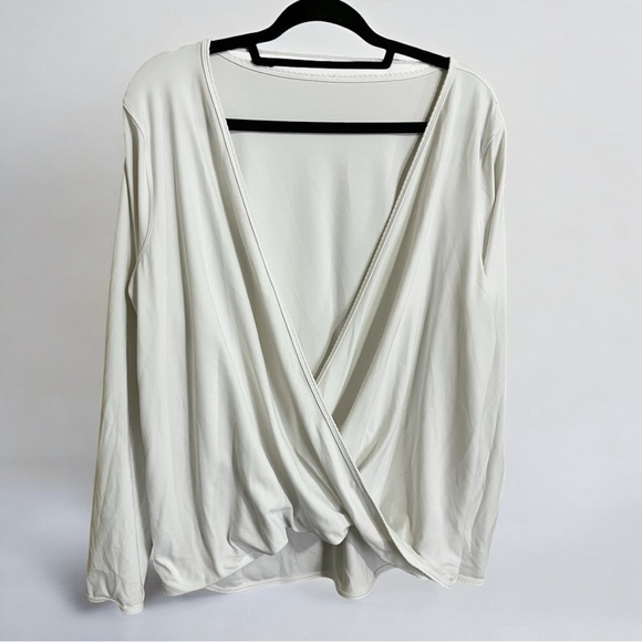 Lululemon Full Freedom White Long Sleeve Yoga Open Flowy Wrap Shirt Top Large XL - Picture 2 of 3